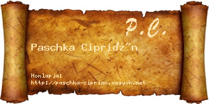 Paschka Ciprián névjegykártya